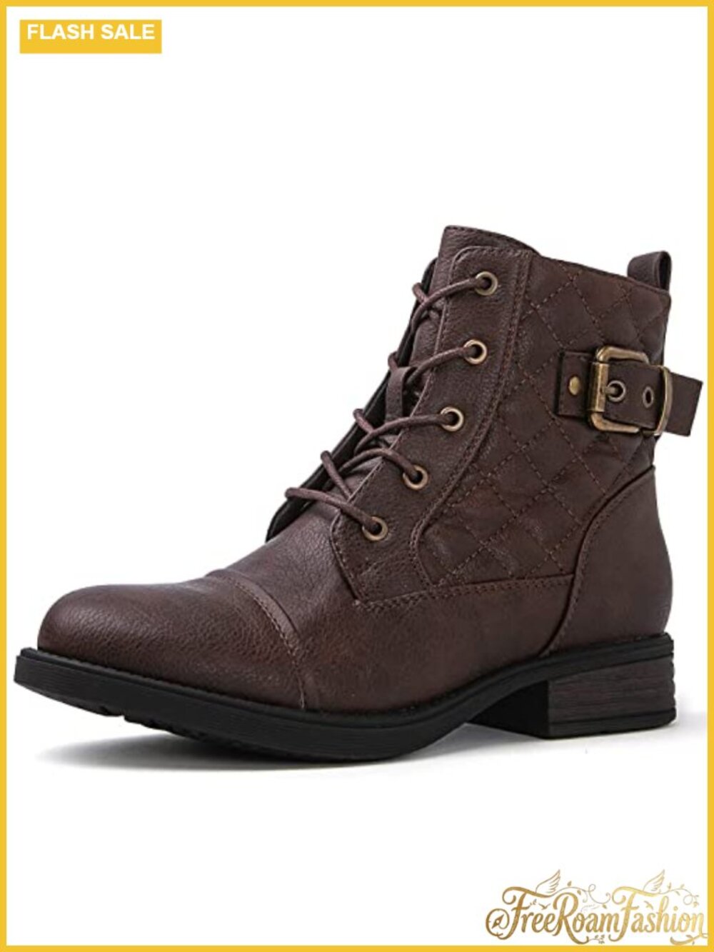 Women's Combat Ankle Booties Faux Leather Vegan Zip-Up Boots